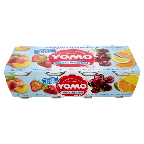 Yomo Zero Grassi Pesca, Fragola, Ciliegia e Amarena, Agrumi di Sicilia 8 x 125 g